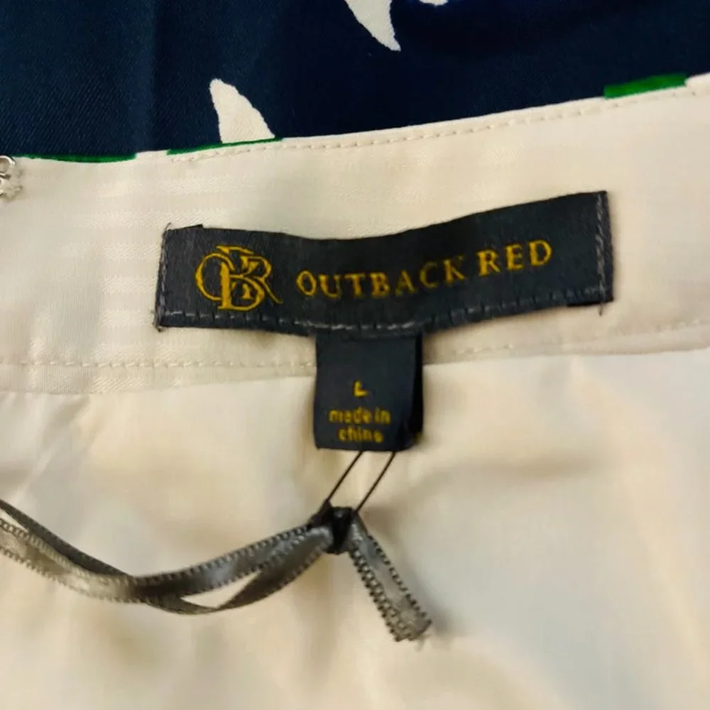 Outback RED Blue Floral Pleated A-line Skirt Women's Size Large NWT